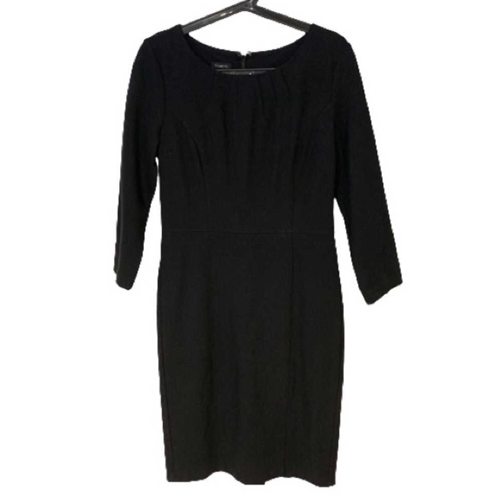 Talbots Fitted Mid Length Black 3/4 Sleeve Dress